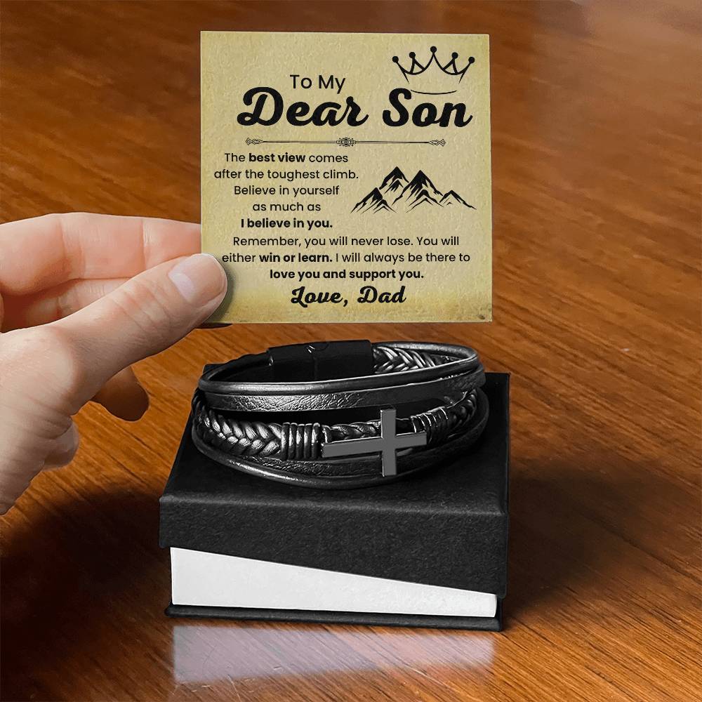 Dad to Son Gift – Graduation, Birthday, Christmas – Men’s Cross Bracelet