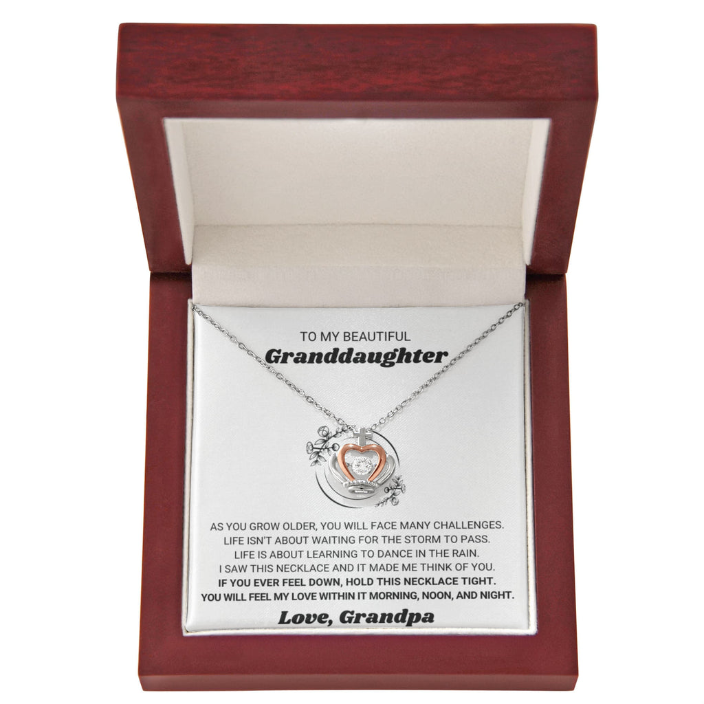 To My Granddaughter Necklace – Birthday Graduation Necklace Gift for Granddaughter – Crown Pendant Necklace