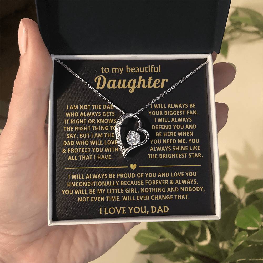 To My Daughter Necklace - Everyday Love Jewelry Gift from Dad for Daughter’s Birthday & Just Because - Forever Love Necklace