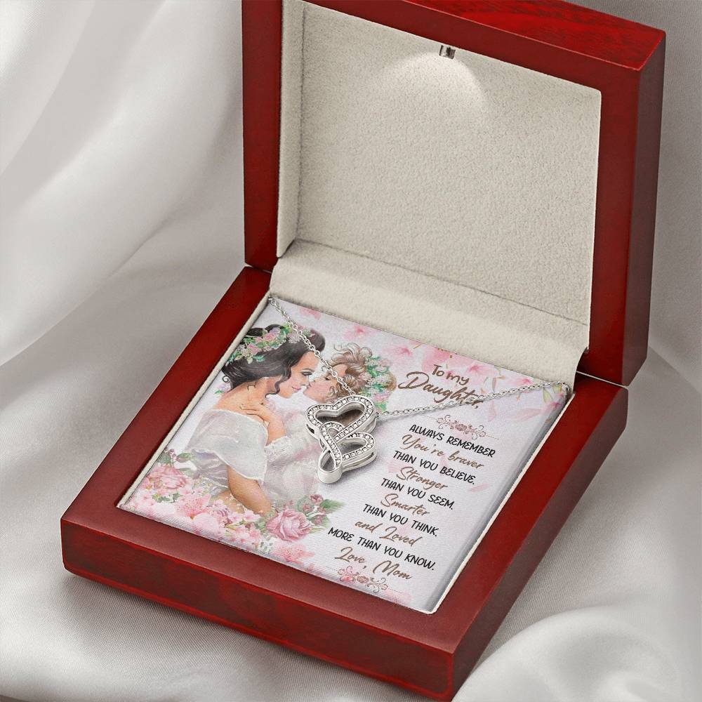 To My Daughter Necklace – Mother to Daughter Birthday Graduation Present – Heart-to-heart Pendant Necklace