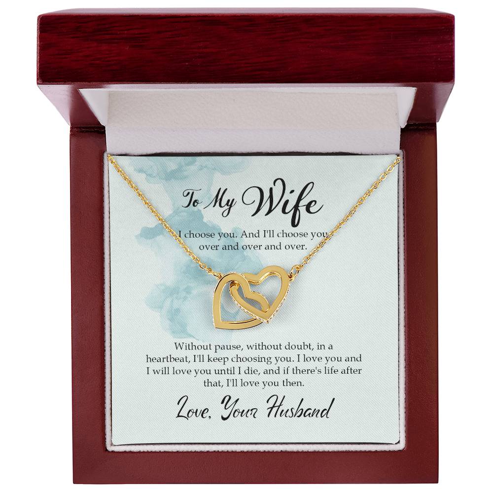To My Wife - I choose you - Interlocking Hearts Necklace From Husband