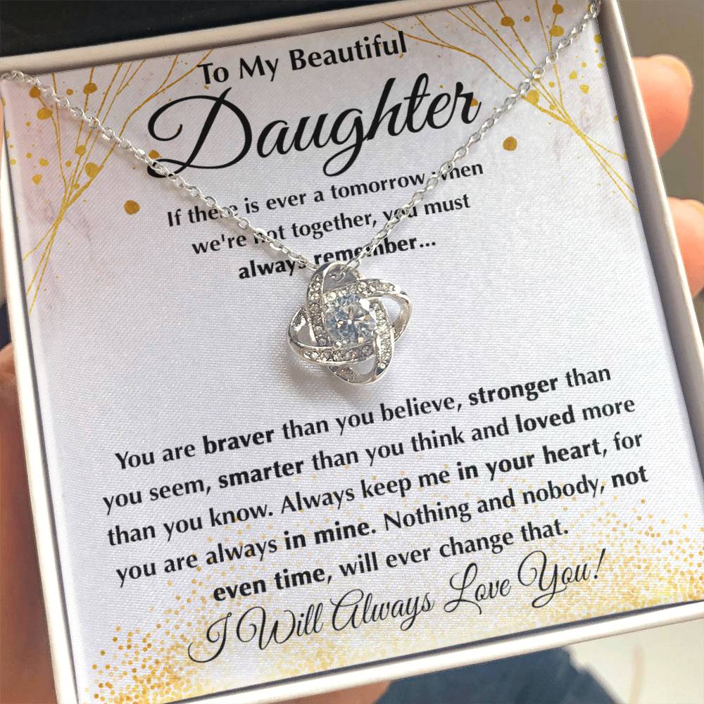 To My Bonus Daughter - Love Knot Necklace for Birthday, Graduation and Christmas