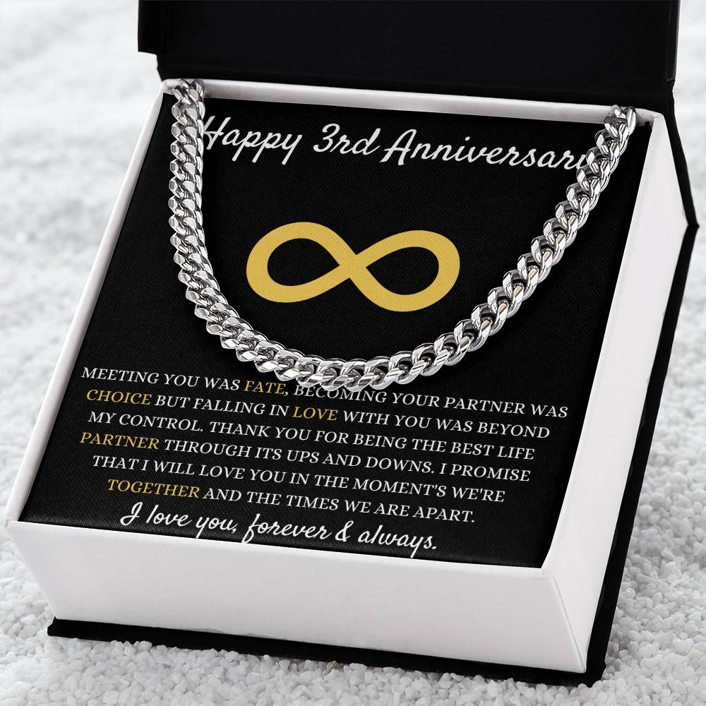 3 Year Anniversary Gifts for Him Necklace, Couple Gift, Anniversary Gift, Special Keepsake for Him, Happy 3th Anniversary