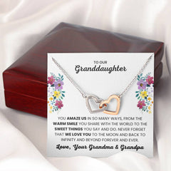 Everlasting Bond Necklace for Granddaughter, Jewelry Gift With Deep Meaning, Interlocking Hearts Necklace, To My Beautiful Granddaughter