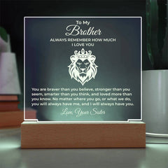 Sentimental Brother Gift from Sister, Acrylic Night Light Keepsake, To My Brother