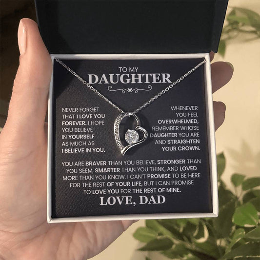To My Daughter - Straighten Your Crown - Forever Love Necklace Gift from Dad