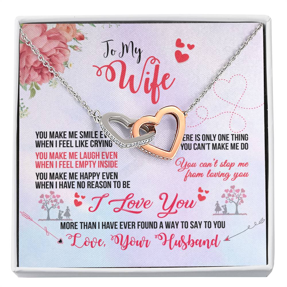 To My Beautiful Wife Necklace - Unforgettable Husband Gift, Emotional Jewelry for Anniversary & Valentine’s Day - Interlocking Hearts Necklace