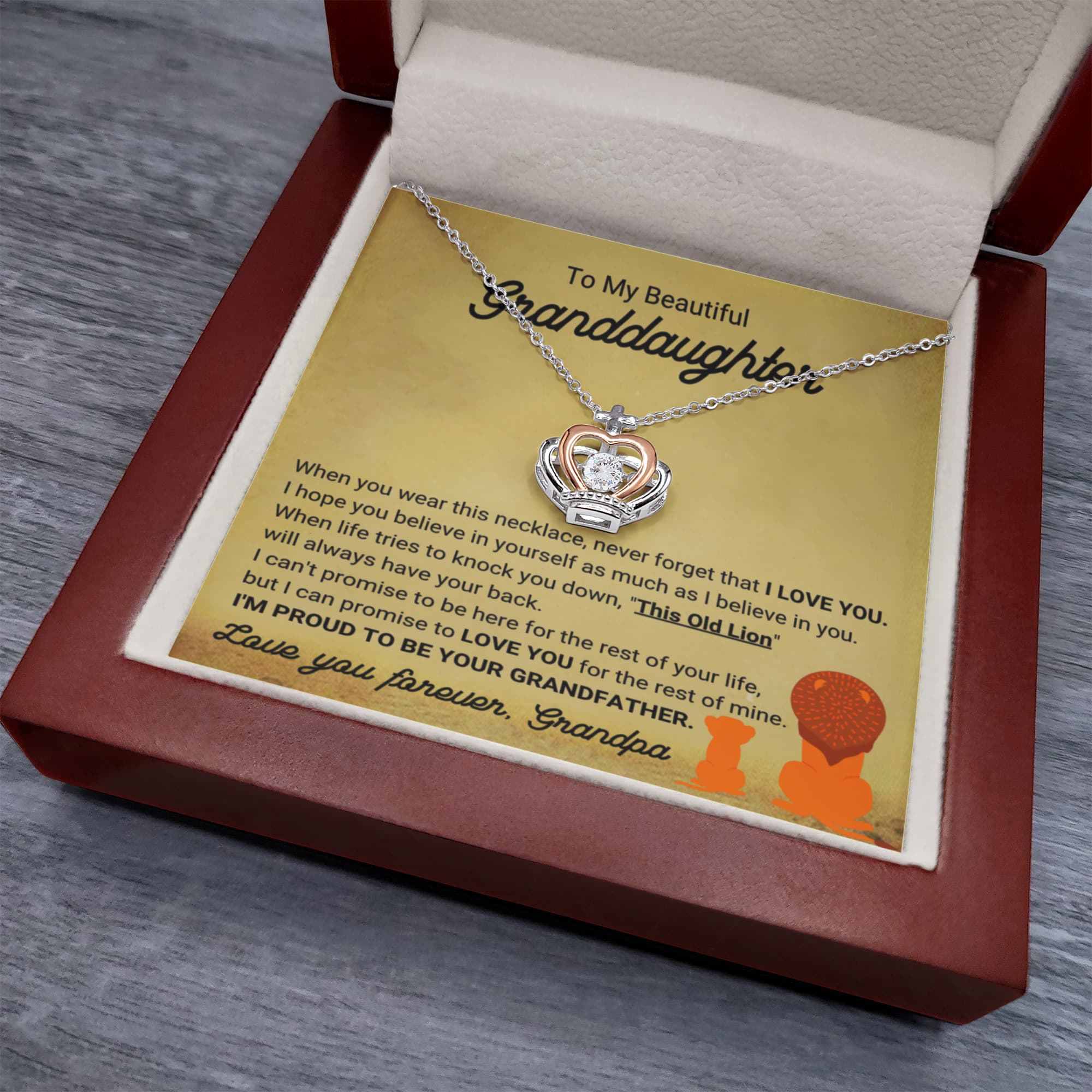 To My Granddaughter Necklace – Gift for Granddaughter’s Birthday and Graduation from Grandpa – Crown Pendant Necklace