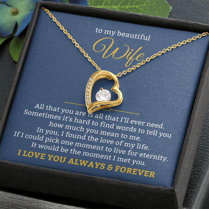 To My Beautiful Wife Necklace - Emotional Love Jewelry Gift from Husband for Valentine’s Day & Birthday Happiness - Forever Love Necklace