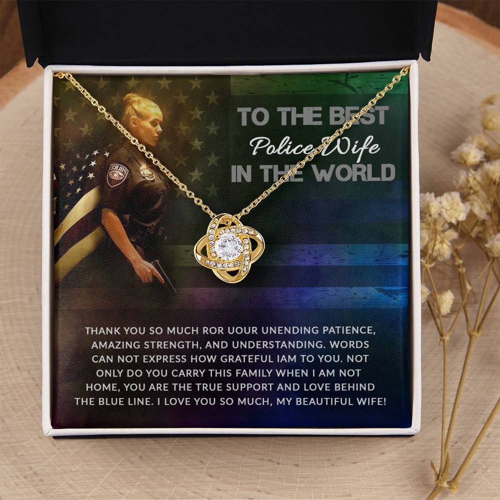 To The Best Police Wife Gift from Husband - Love Knot Necklace