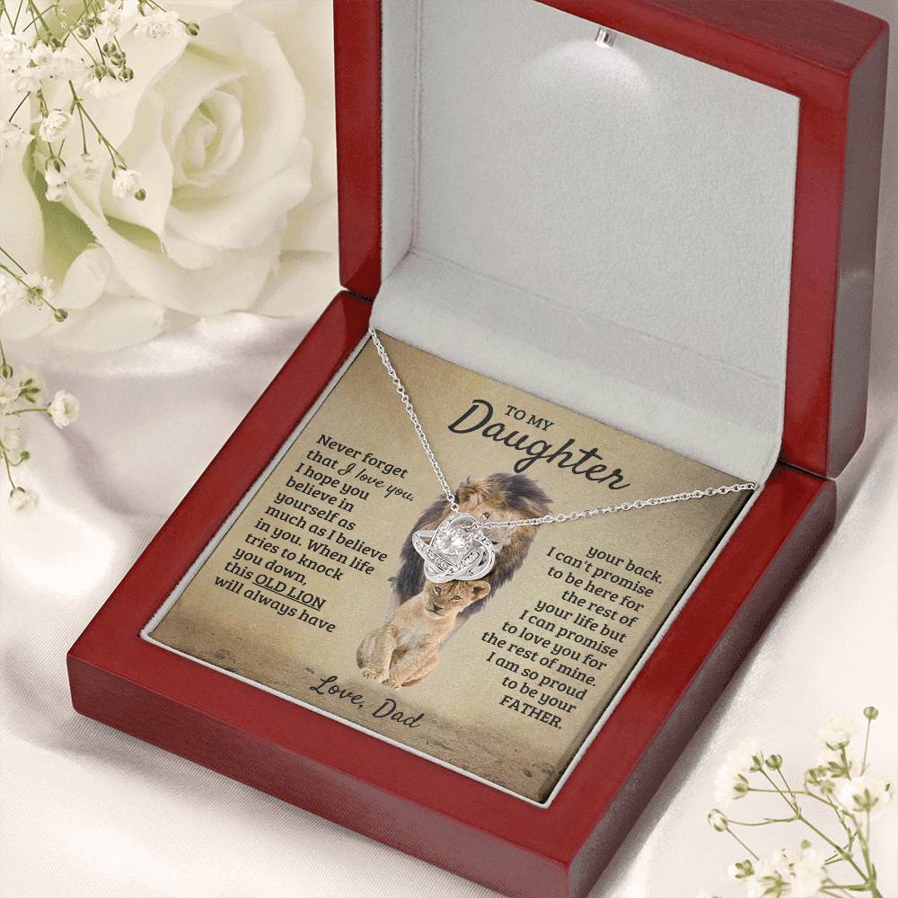 To My Daughter Necklace - Beautiful Daughter Jewelry for Birthday & Proud Dad Moments - Love Knot Necklace