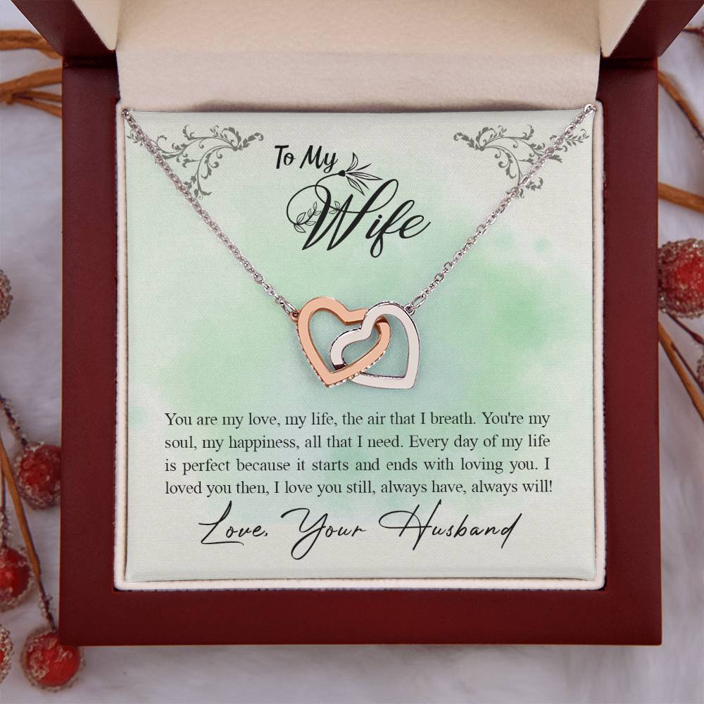 To My Wife Necklace - Romantic Husband to Wife Jewelry for Birthday, Valentine’s Day & Special Celebrations - Interlocking Hearts Necklace
