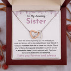 To My Amazing Sister - Gift for Sister - You will be my natural born best friend - Interlocking Hearts Necklace