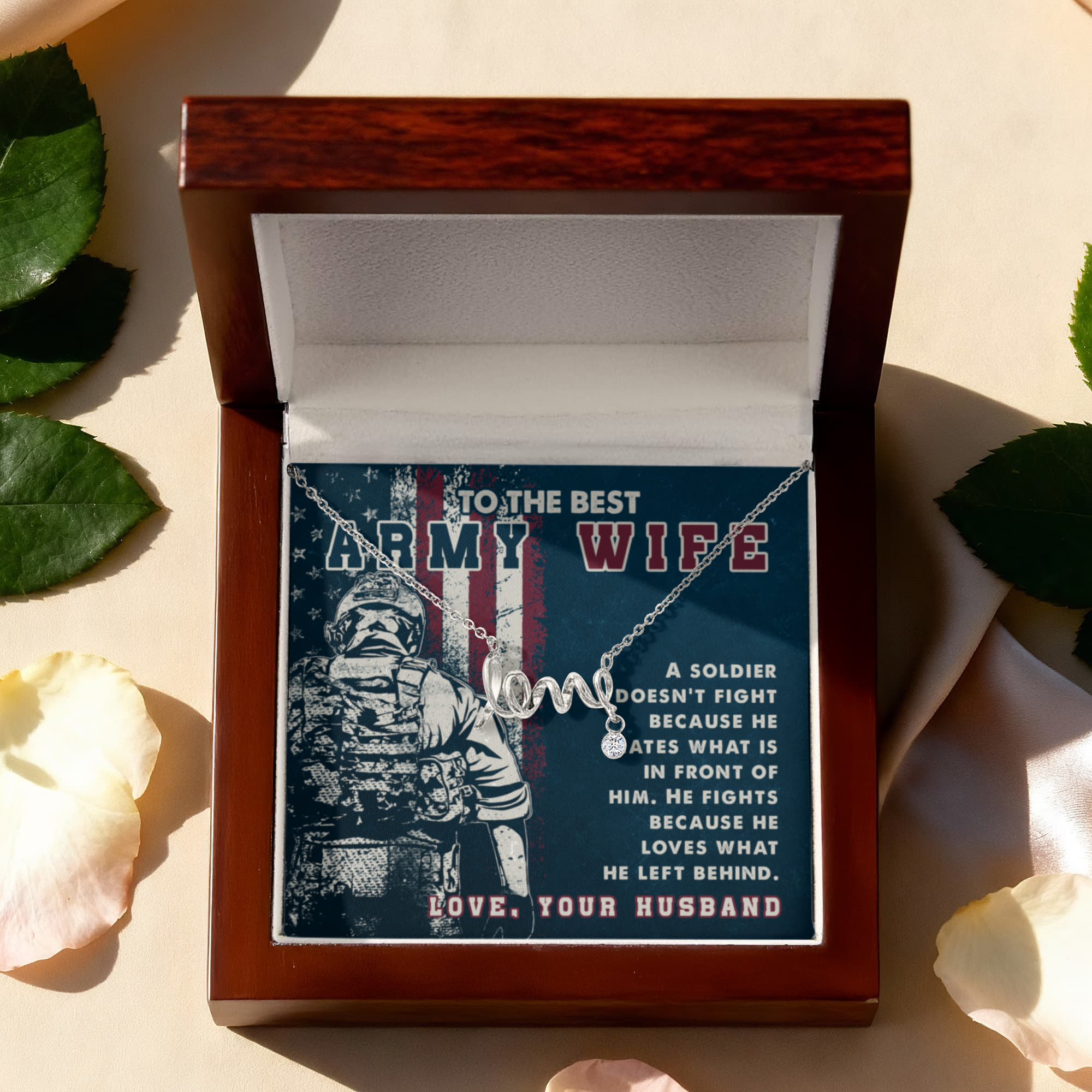 To The Best Army Wife Gift from Husband - Scripted Love Necklace