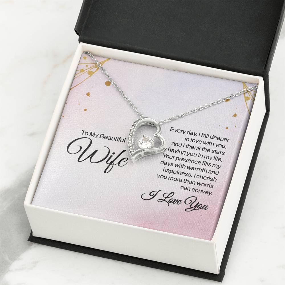 To My Beautiful Wife Necklace - Meaningful Romantic Gift for Wife from Husband for Valentine’s Day & Forever Love - Forever Love Necklace