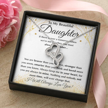 To My Daughter Necklace – Daughter Graduation & Birthday Present – Heart-to-heart Pendant Necklace