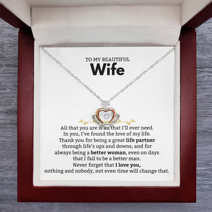 To My Beautiful Wife Necklace - Romantic Gift from Husband for Birthday, Anniversary, Christmas & Valentine’s Day - Crown Pendant Necklace