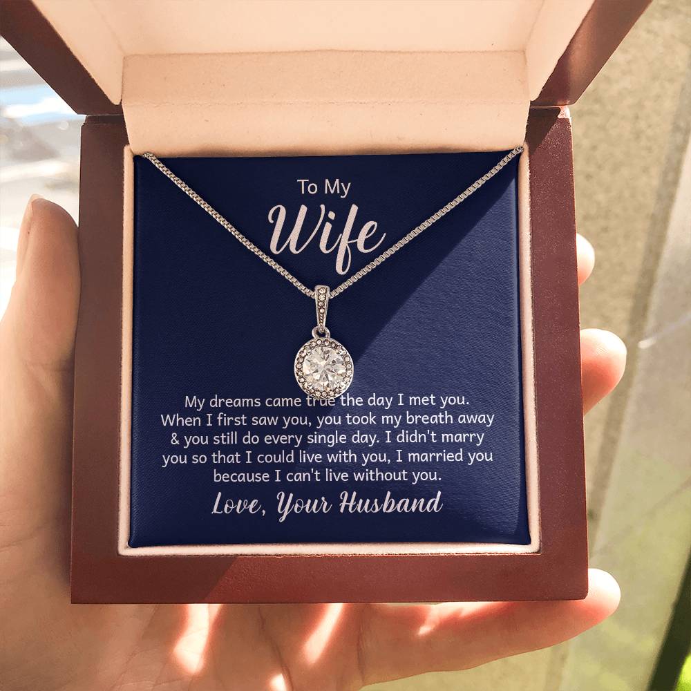 To My Wife Necklace - Romantic Keepsake Jewelry Gift from Husband for Special Days & Valentine’s Love - Eternal Hope Necklace