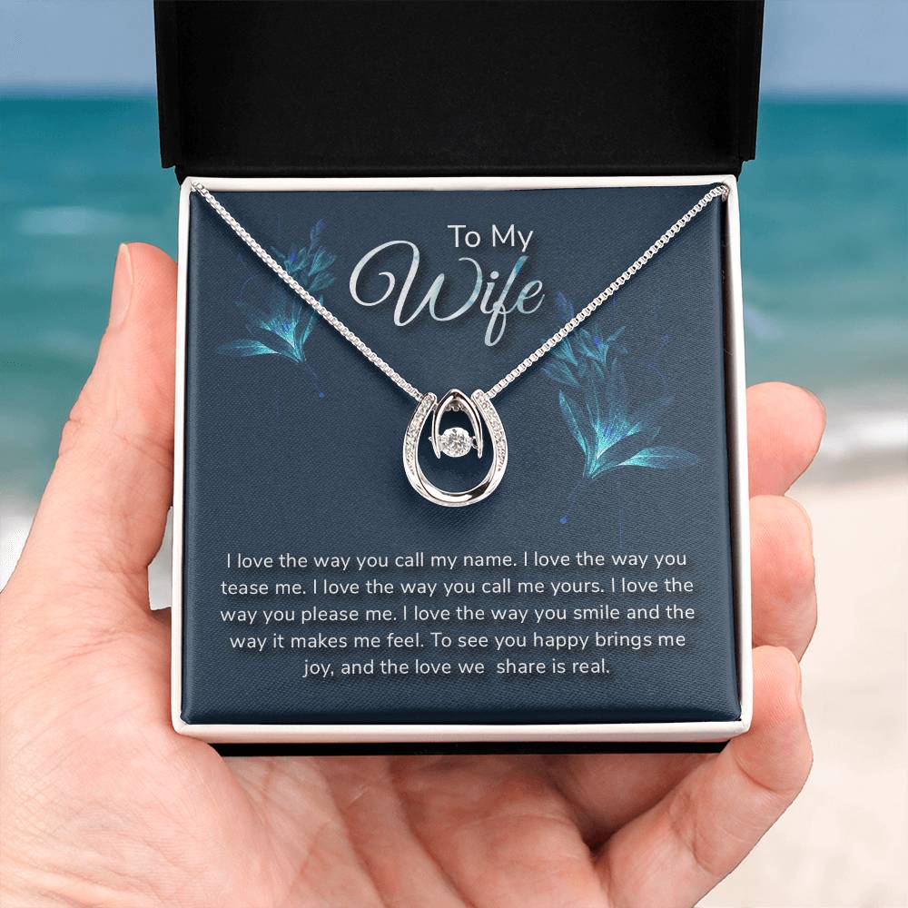 Surprise Gift for Wife - Meaningful Jewelry from Husband for Christmas, Anniversary & Valentine’s Day - Lucky In Love Necklace