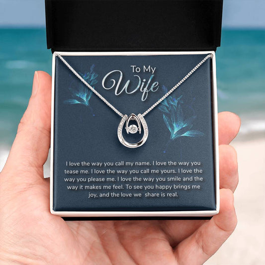 Surprise Gift for Wife - Meaningful Jewelry from Husband for Christmas, Anniversary & Valentine’s Day - Lucky In Love Necklace