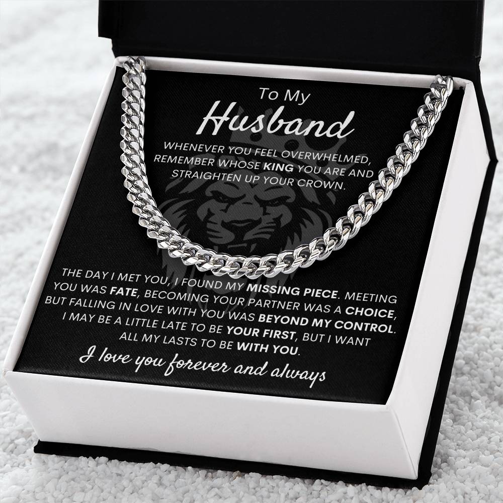 To My Husband – Cuban Link Chain – Wife to Husband Anniversary, Christmas & Birthday Gift