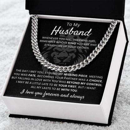 To My Husband – Cuban Link Chain – Wife to Husband Anniversary, Christmas & Birthday Gift
