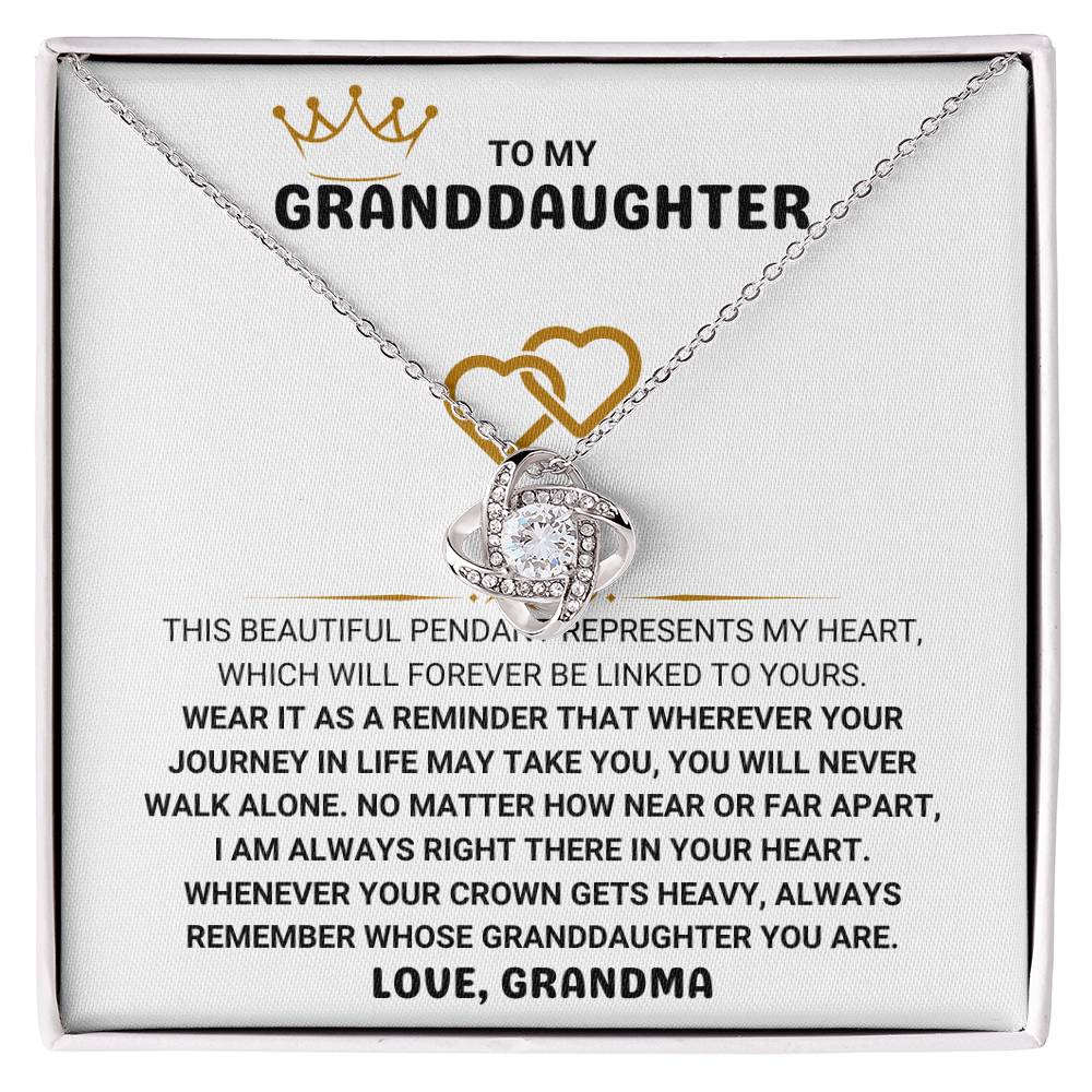 To My Granddaughter Necklace – Grandma Gift for Granddaughter Birthday Graduation – Love Knot Necklace