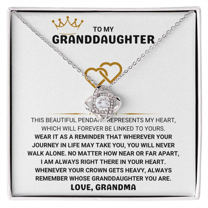 To My Granddaughter Necklace – Grandma Gift for Granddaughter Birthday Graduation – Love Knot Necklace