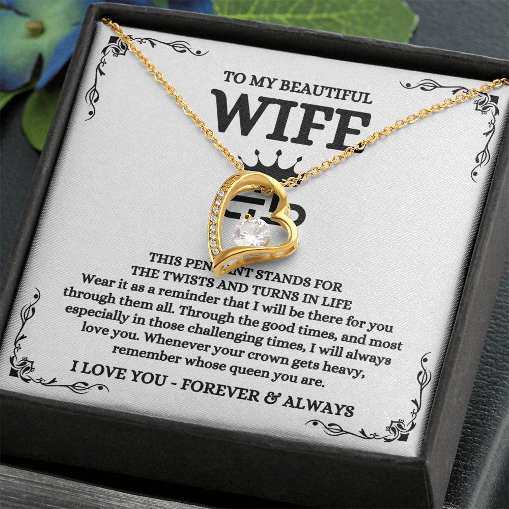 To My Beautiful Wife Necklace - Emotional Jewelry for Wife from Husband to Celebrate Love on Valentine’s Day & Beyond - Forever Love Necklace