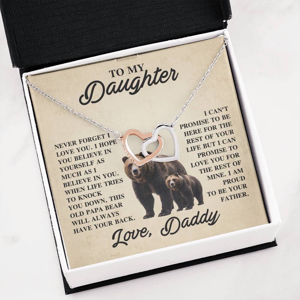 To My Daughter Necklace - Heartfelt Christmas Surprise from Daddy - Interlocking Hearts Necklace