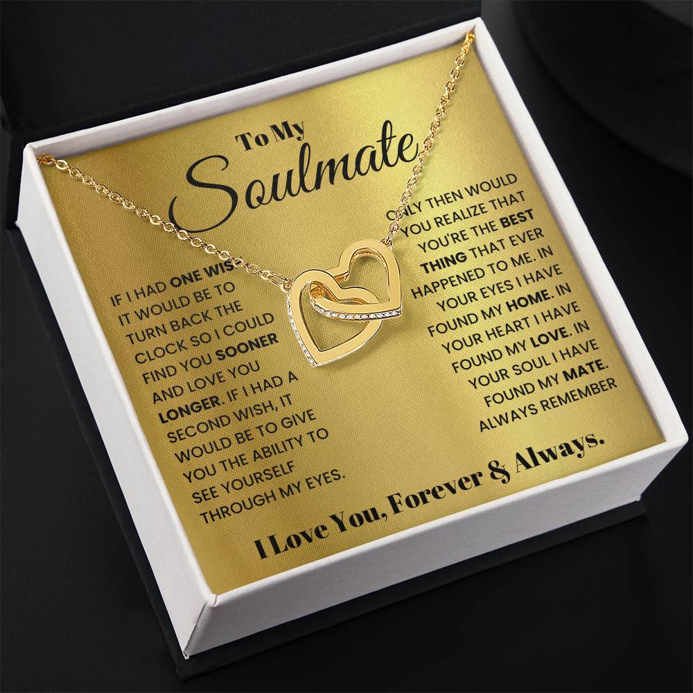 To My Soulmate Necklace - Romantic Gift for Special Occasions & Just Because Love - Interlocking Hearts Necklace