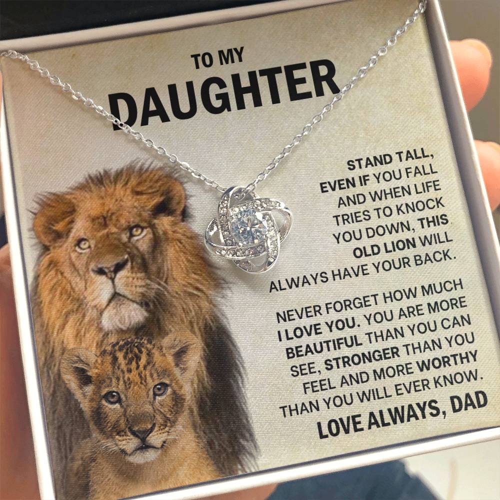 To My Daughter Necklace - Stand Tall - Dad to Daughter Gift - Love Knot Necklace