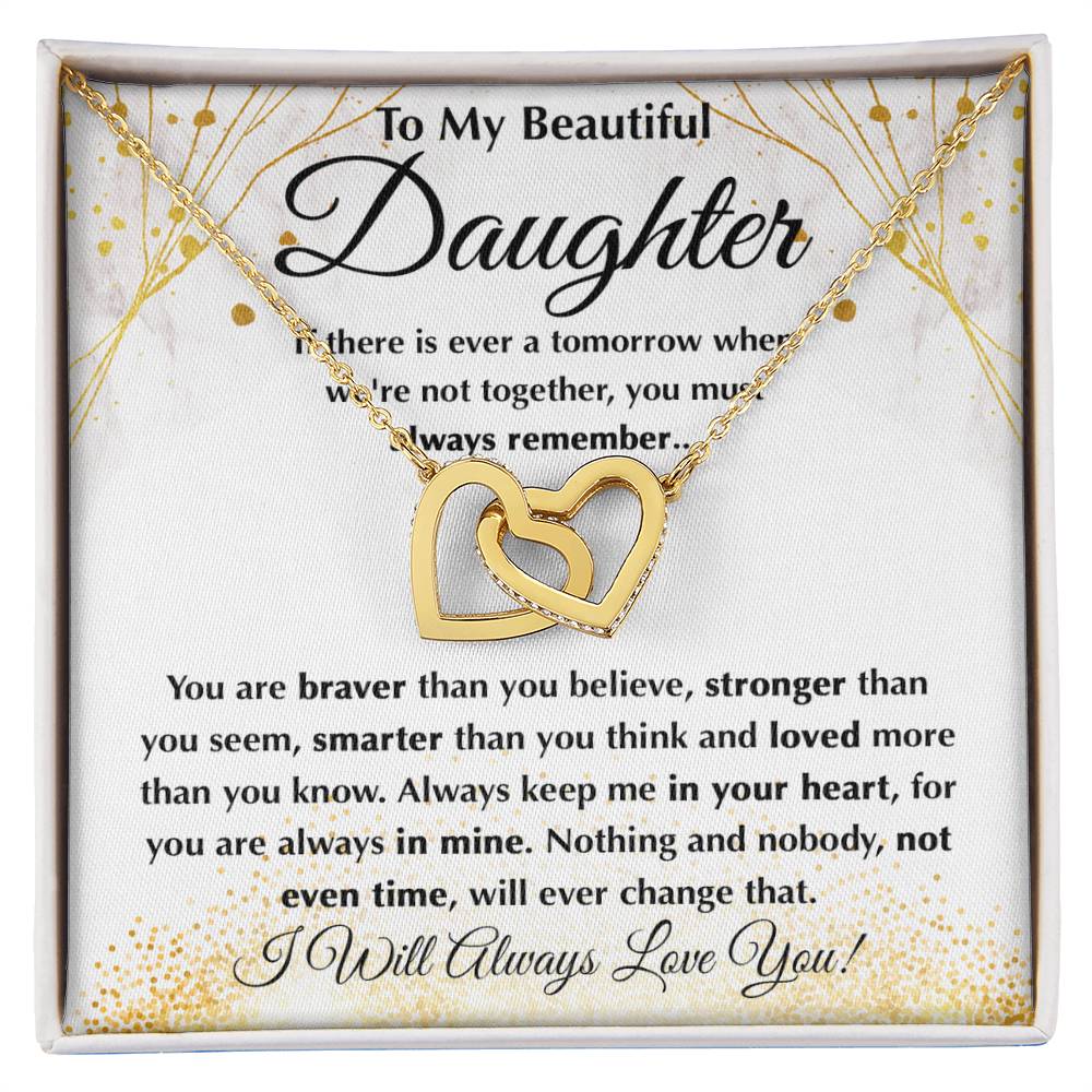 To My Daughter Necklace – Daughter Graduation & Birthday Present – Interlocking Hearts Necklace