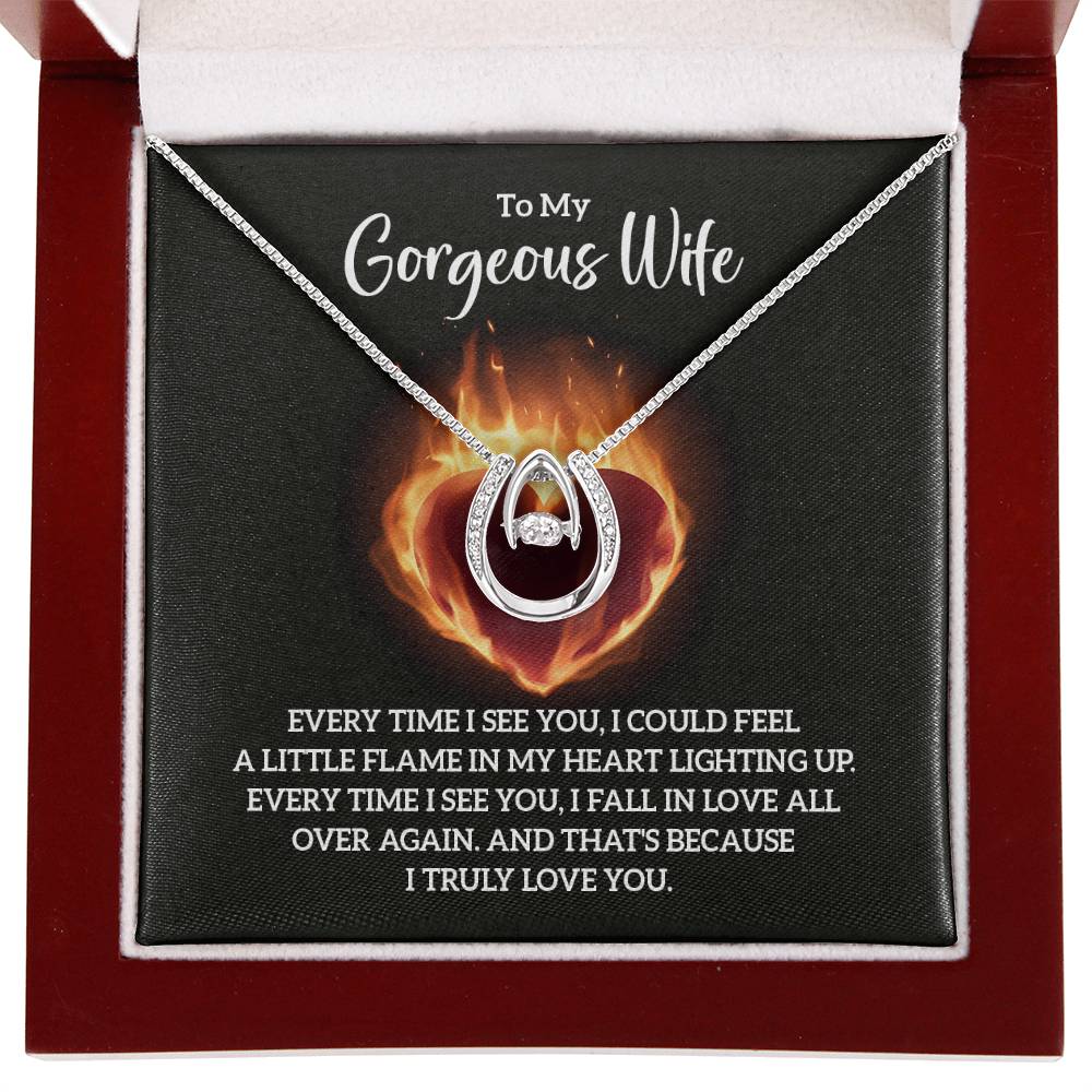 Best Gift for Wife from Husband - Emotional Love Jewelry for Birthday, Valentine’s Day, Anniversary & Christmas - Lucky In Love Necklace