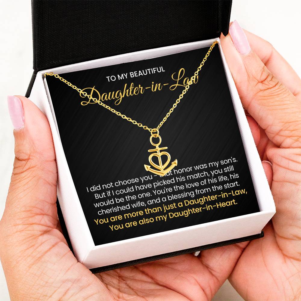 To My Daughter In Law - You are also my Daughter in heart - Anchor Pendant Necklace