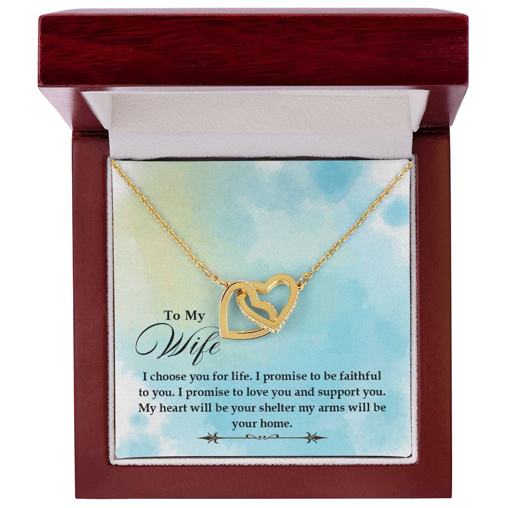 To My Beautiful Wife Necklace - Romantic Husband to Wife Jewelry for Birthday, Valentine’s Day & Special Celebrations - Interlocking Hearts Necklace