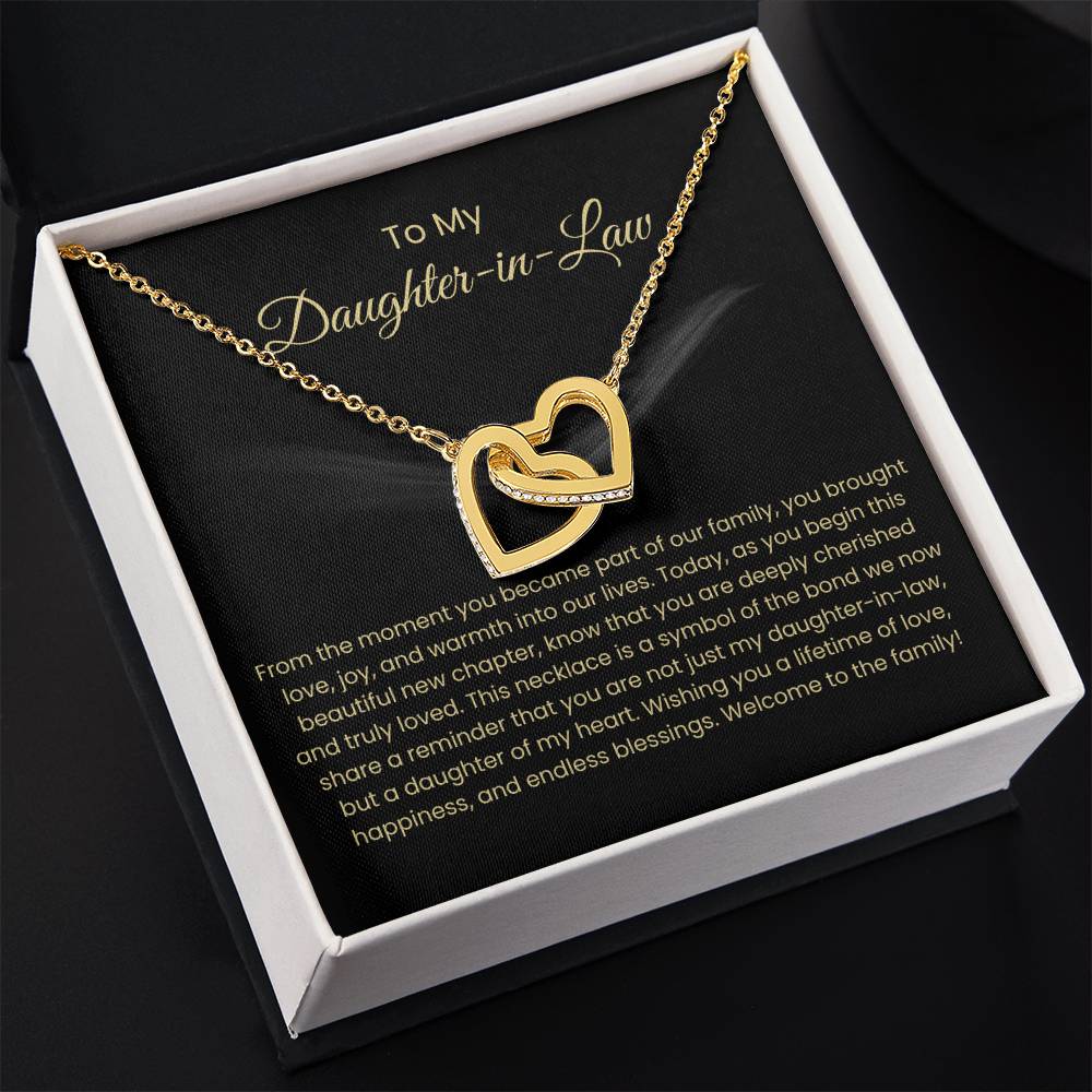 To My Beautiful Daughter In Law - Interlocking Hearts Necklace - Gift for Bonus Daughter