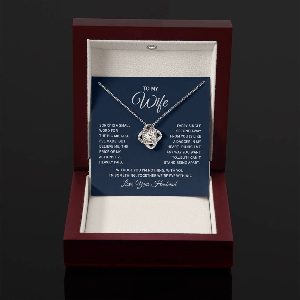 To My Wife Necklace - Emotional Love Jewelry Gift from Husband for Valentine’s Day & Birthday Happiness - Love Knot Necklace