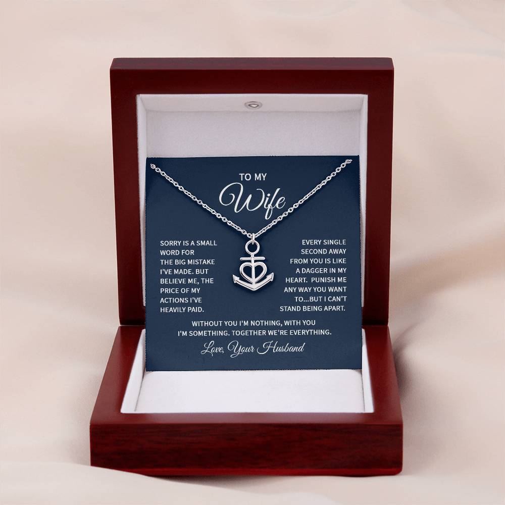 Gift for Wife from Husband - Sentimental Jewelry for Anniversary & Valentine’s Day - Anchor Pendant Necklace