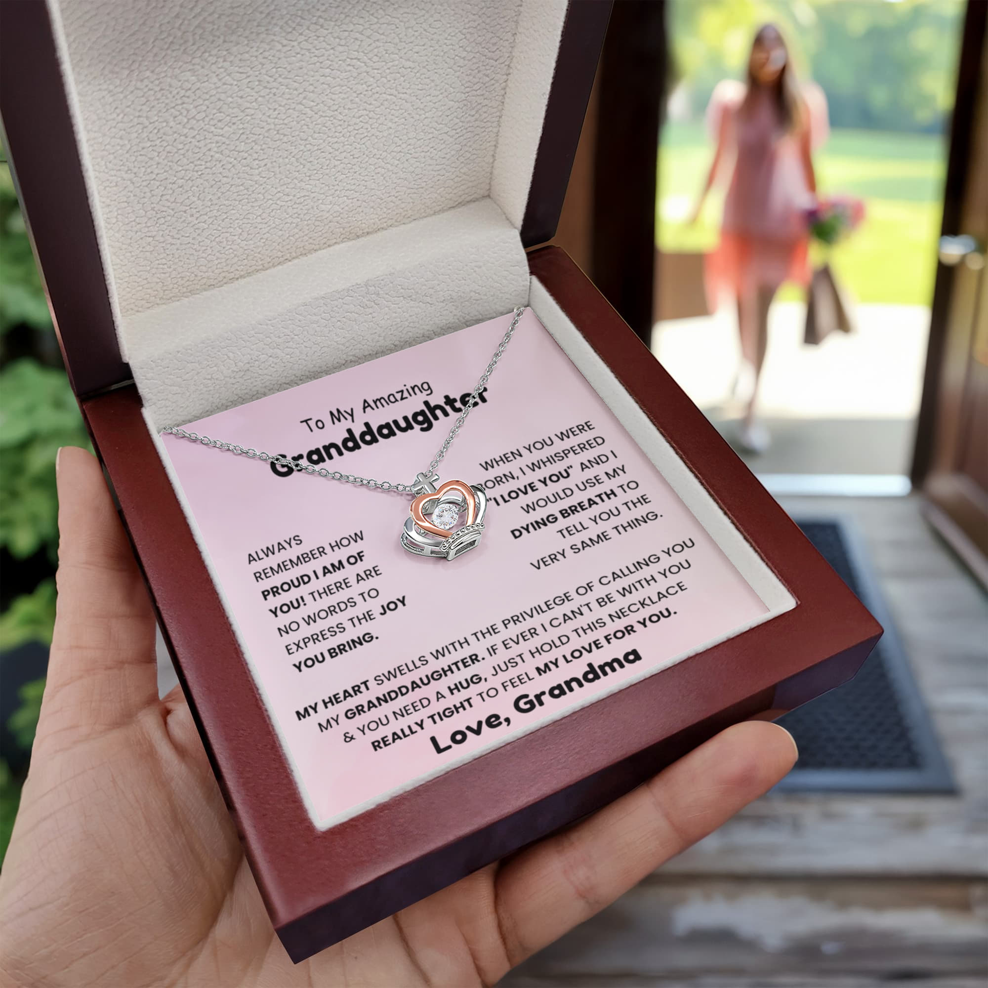 To My Granddaughter Necklace – Granddaughter Birthday Graduation Necklace Gift from Grandma – Crown Pendant Necklace