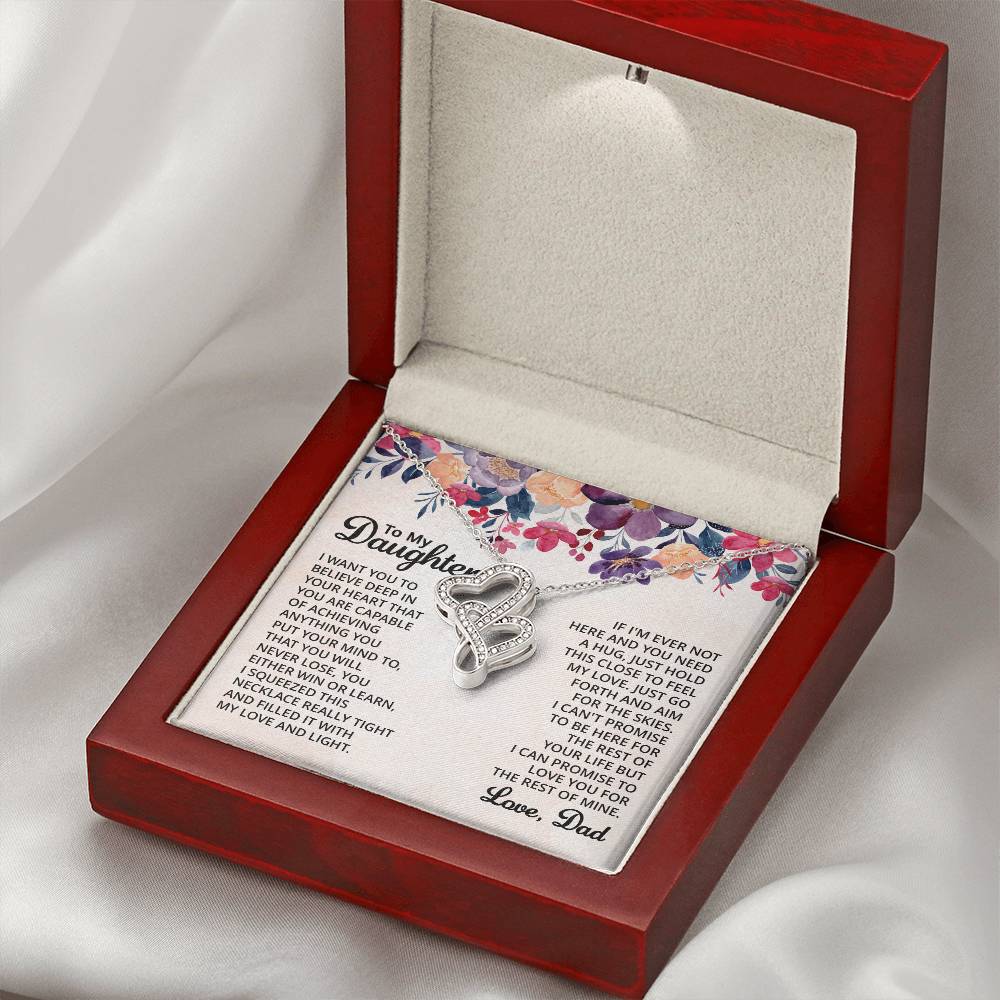 To My Daughter Necklace - Sentimental Jewelry Gift from Dad for Graduation & Life Achievements - Heart-to-heart Pendant Necklace
