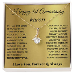One Year Anniversary Necklace, Thoughtful Gift for Her, Celebrate Love, Special Memories & Forever Promises, Happy 1st Anniversary