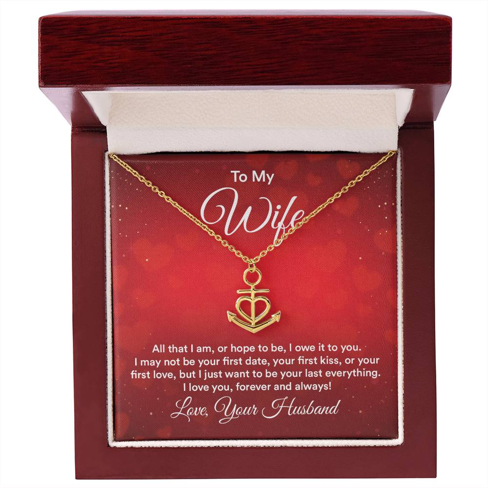 To My Wife Necklace - Beautiful Gift from Husband, Perfect for Anniversary, Valentine’s Day & Holiday Celebrations - Anchor Pendant Necklace