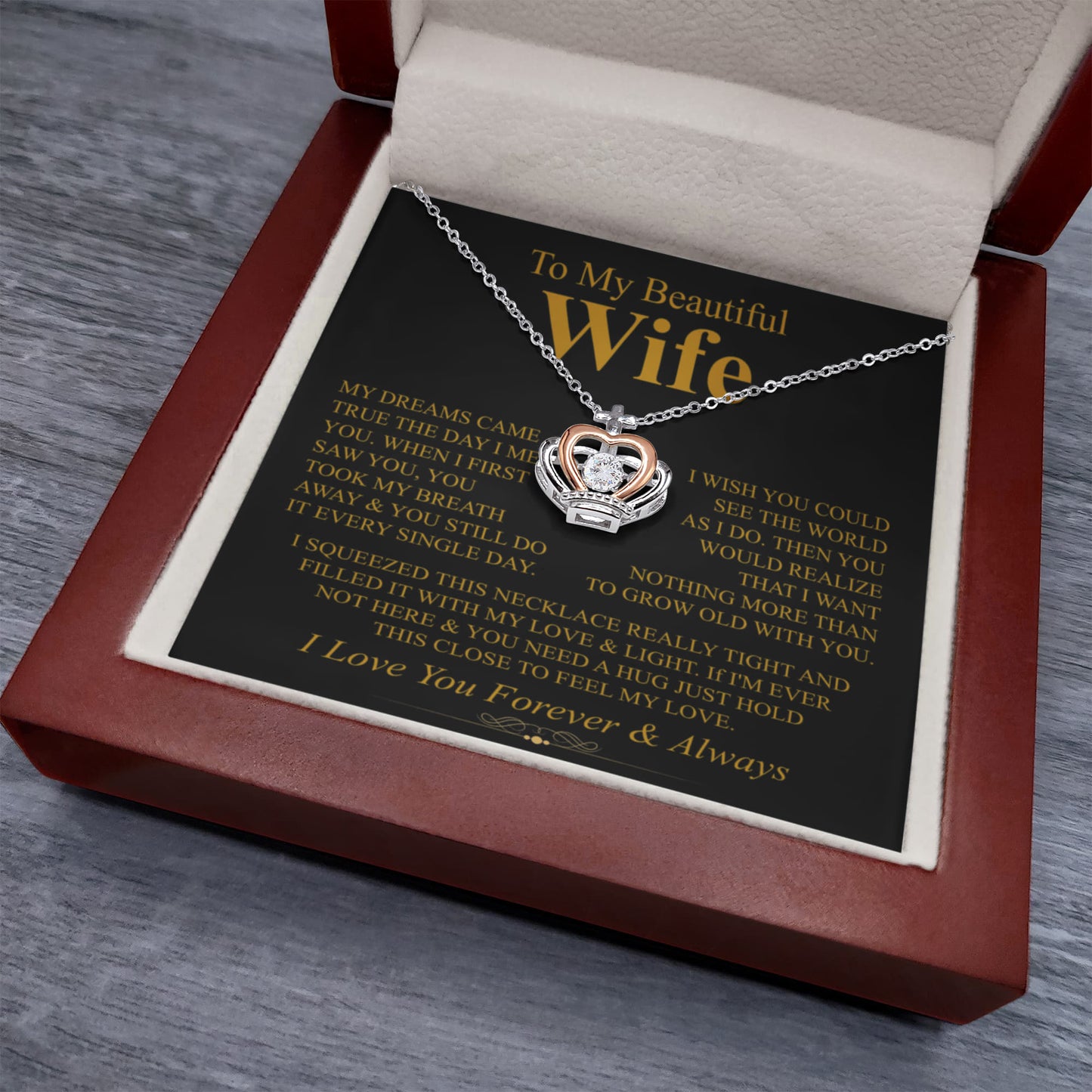 To My Wife Necklace - Thoughtful Gift from Husband to Wife - Crown Pendant Necklace