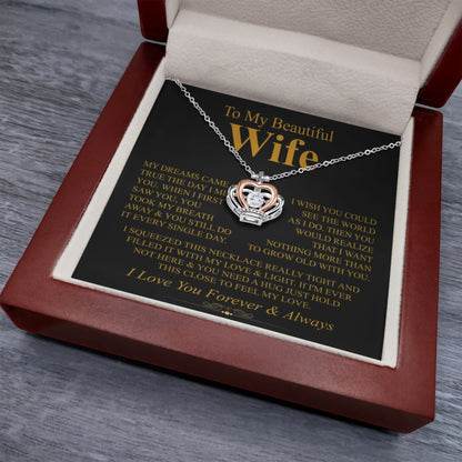 To My Wife Necklace - Thoughtful Gift from Husband to Wife - Crown Pendant Necklace