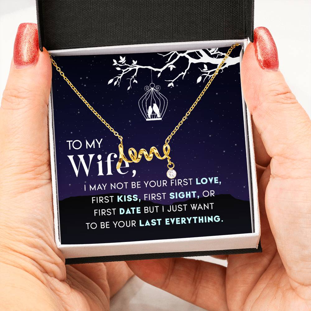 To My Wife Necklace - Perfect Jewelry from Husband for Valentine’s Day, Birthday & Holiday Gifting - Scripted Love Necklace