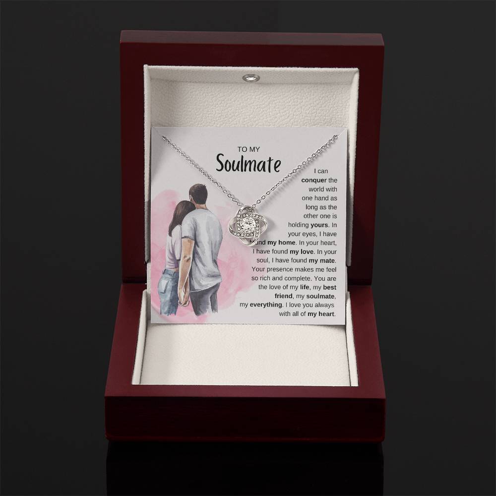 To My Soulmate Necklace - Soulmate Jewelry Gift for Valentine’s Day, Birthday & Romantic Celebrations - Love Knot Necklace