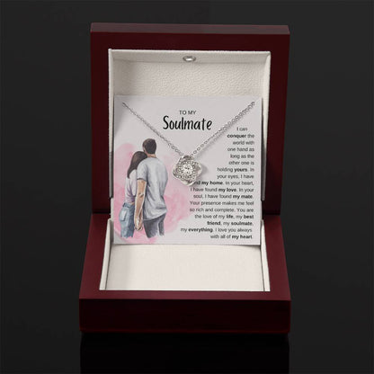 To My Soulmate Necklace - Soulmate Jewelry Gift for Valentine’s Day, Birthday & Romantic Celebrations - Love Knot Necklace