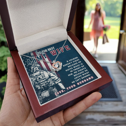 To My Army Wife Necklace - Romantic Jewelry for Wife - Crown Pendant Necklace