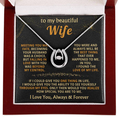 To My Beautiful Wife Necklace - Emotional Love Jewelry Gift from Husband for Valentine’s Day & Birthday Happiness - Lucky In Love Necklace